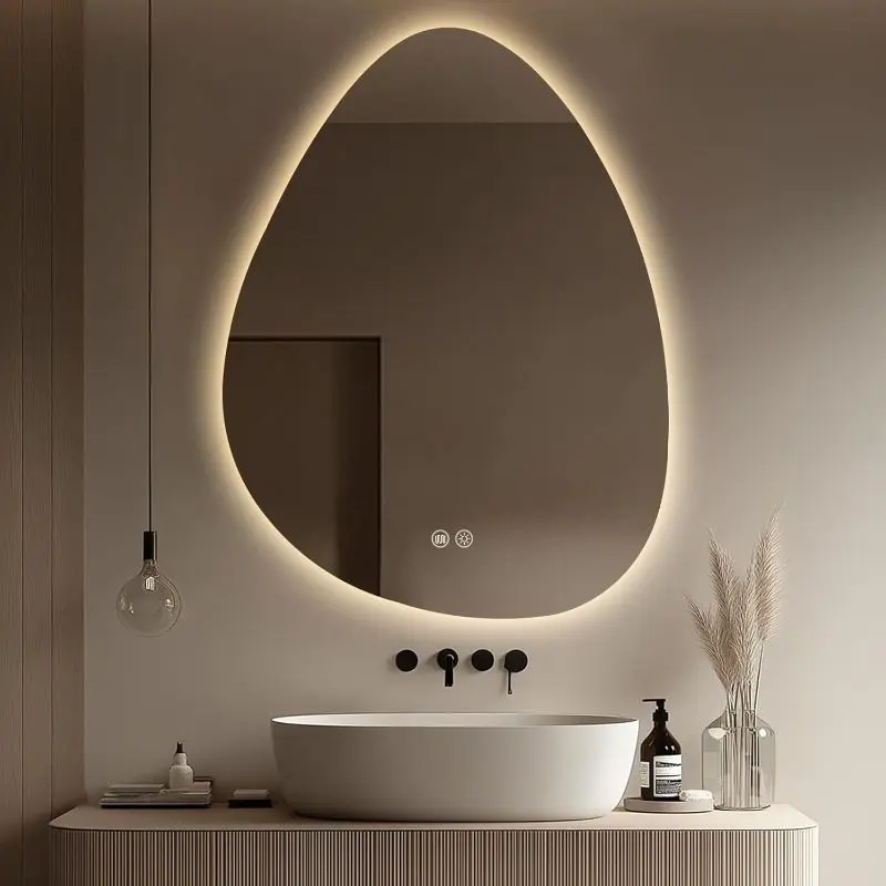 Oval Frameless LED Mirror Installation in Bangalore