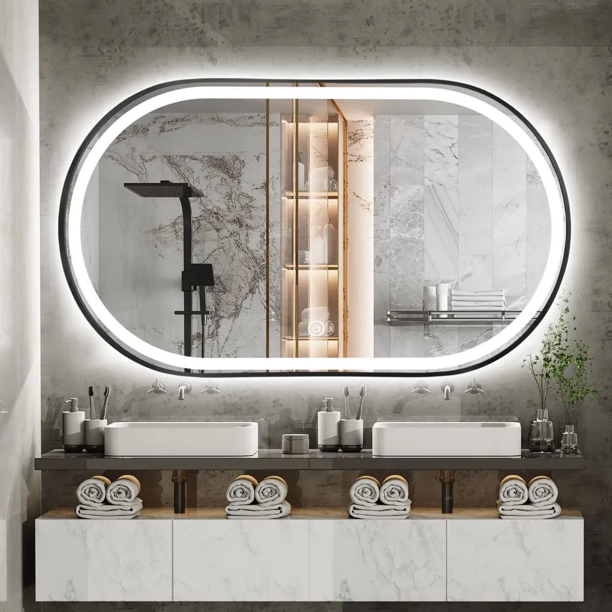 Custom LED Bathroom Mirror by Vision Glass & Interiors